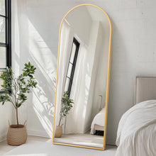 Load image into Gallery viewer, 70" Aluminum Arch Freestanding Framed Standing Mirror - Gold