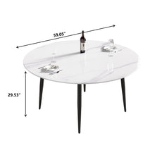 Load image into Gallery viewer, Modern Man-Made Stone Round Metal Dining Table-Position For 6 People