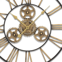 Load image into Gallery viewer, Analog Exposed Gear Round Wall Clock - Black / Gold