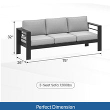 Load image into Gallery viewer, All-Weather Patio Sofa With Cushions, 3 Seat Outdoor Couch