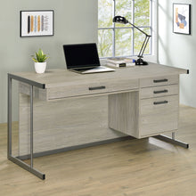 Load image into Gallery viewer, Brisley - Office Desk With Adjustable Keyboard Tray And 3 Drawer Storage - Beige / Gray