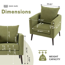 Load image into Gallery viewer, Barrel Chair, Modern Accent Chair, Fabric Armchair Club Chair, Upholstered Arm Chair With Solid Wood Legs, Waist Pillow, Padded Single Chair For Living Room / Bedroom / Study / Waiting Room - Olive Green