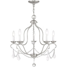 Load image into Gallery viewer, 24" Five Light Dimmable Chandelier With Shades - Nickel