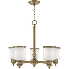 Load image into Gallery viewer, 21'' Five Light Dimmable Chandelier With Shades - Antiqued Brass