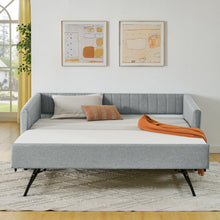 Load image into Gallery viewer, Upholstered Daybed With Trundle With Vertical Stripes