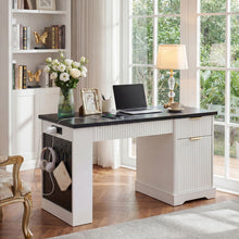 Load image into Gallery viewer, Modern Fluted Office Desk With Storage Cabinet