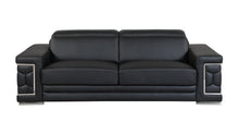 Load image into Gallery viewer, Sofa Italian Leather With Silver Legs - Black