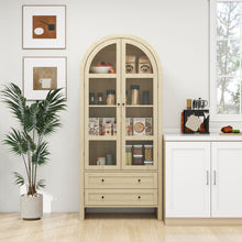 Load image into Gallery viewer, Tall Arched Kitchen Pantry, Modern Farmhouse Wood Kitchen Storage Cabinets, Arched Storage Display Cabinet With Adjustable Shelves, Versatile Cupboard For Kitchen, Dining Room, Living Room - Natural