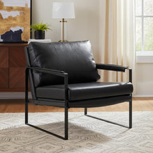 Load image into Gallery viewer, Faux Leather and Metal Arm Chair 27" - Black