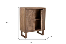 Load image into Gallery viewer, Solid Wood Two Door Floral Carved Accent Cabinet - Distressed Brown