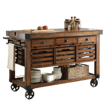 Load image into Gallery viewer, 52" Rolling Kitchen Cart With Storage - Brown