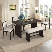 Load image into Gallery viewer, Dining Set With Rectangular Table, 4 Upholstered Chairs & 1 Padded Bench
