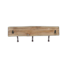Load image into Gallery viewer, 19" Rustic Live Edge Wood Three Hook Wall Mount Coat Rack - Brown