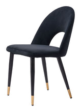 Load image into Gallery viewer, Upholstered Velvet Open Back Dining Side Chairs (Set of 2) - Black / Gold