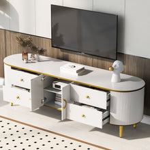 Load image into Gallery viewer, Modern TV Stand For TVs Up To 80", Entertainment Center With 4 Drawers And 1 Cabinet, Wood TV Console Table With And Handles For Living Room - White