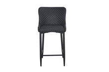 Load image into Gallery viewer, 26" Faux Leather And Metal Low Back Counter Height Bar Chairs (Set of 2) - Dark Gray / Black
