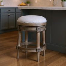 Load image into Gallery viewer, Solid Wood Swivel Backless Counter Height Bar Chair - Pearl Silver / Gray