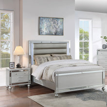Load image into Gallery viewer, Modern Bed With LED Lights And Glass Panels, 2 Nightstands