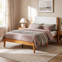 Load image into Gallery viewer, Platform Bed Frame With Upholstered Headboard, Slat Support