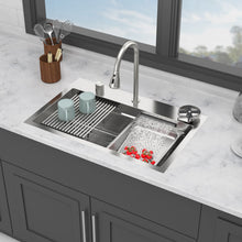 Load image into Gallery viewer, Drop In Waterfall Kitchen Sink With Pull Out Faucet & Cup Washer