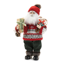 Load image into Gallery viewer, Fabric Christmas Santa Figurine (633850) - Red / White / Black
