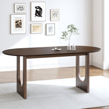 Load image into Gallery viewer, 79" Solid Wood Mirrored Double Pedestal Base Oval Dining Room Table - Walnut
