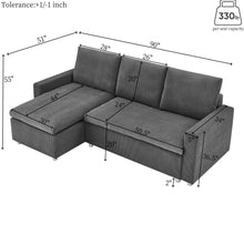 Load image into Gallery viewer, Convertible L Shaped Sleeper Sofa Bed With Reversible Chaise And Storage