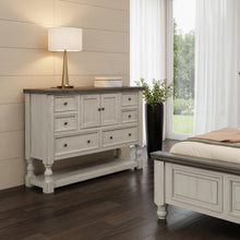 Load image into Gallery viewer, Solid Wood Six Drawer Triple Dresser - Gray / Ivory