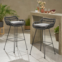 Load image into Gallery viewer, Outdoor Rattan Bar Chair With Metal Legs