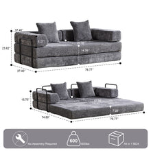 Load image into Gallery viewer, Convertible Floor Sofa Bed With Pillow Back Support Armrest
