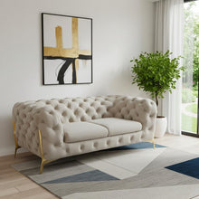 Load image into Gallery viewer, Glam Velvet And Gold Loveseat - Beige