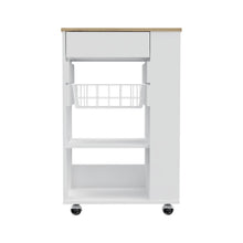 Load image into Gallery viewer, 22" Rolling Kitchen Cart With Storage - Brown / White