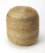 Load image into Gallery viewer, Jute Round Pouf Ottoman - Light Brown
