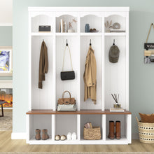 Load image into Gallery viewer, Entryway Hall Tree With Bench, 4 Hooks & Open Storage Space