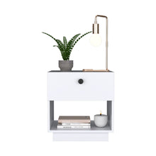 Load image into Gallery viewer, 18.5" x 15.8" x 19.7" One Drawer Faux Wood Nightstand - White