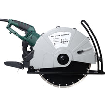 Load image into Gallery viewer, Portable Electric Corded Circular Concrete Saw 14" Wet / Dry Cutter 2600W Green Steel With Water Line & Guide Roller - Green