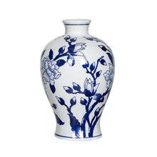 Load image into Gallery viewer, Floral Round Porcelain Table Vase - Blue / White