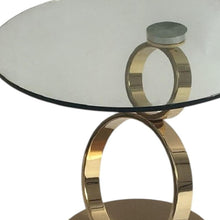 Load image into Gallery viewer, Glass And Metal Round Pedestal End Table - Clear / Gold