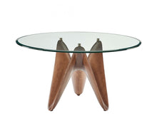 Load image into Gallery viewer, 59" Rounded Glass And Solid Manufactured Wood Pedestal Base Dining Table - Clear