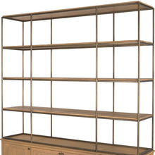 Load image into Gallery viewer, Three Tier Bookcase With Four Doors - Antiqued Brass / Light Brown
