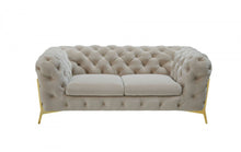Load image into Gallery viewer, Glam Velvet And Gold Loveseat - Beige