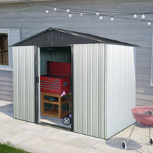 Load image into Gallery viewer, Outdoor Metal Storage Shed With Sliding Door And Foundation For Backyard, Patio, Lawn