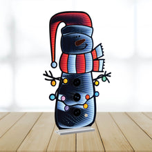 Load image into Gallery viewer, Christmas Snowman Tabletop Sign With LED - White / Red