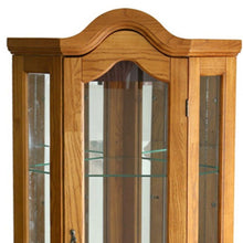 Load image into Gallery viewer, Golden Scallop Top Lighted Corner Curio Cabinet - Brown