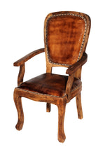 Load image into Gallery viewer, Upholstered Leather King Louis Back Dining Arm Chair - Gray