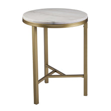 Load image into Gallery viewer, Genuine Marble Look Iron Rectangular End Table - Champagne