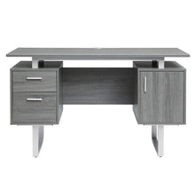 Load image into Gallery viewer, Pedestal Executive Desk With Two Drawers - Gray / Silver
