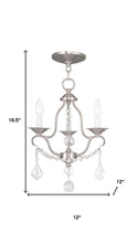 Load image into Gallery viewer, 17" Three Light Metal Dimmable Chandelier With Shades - Nickel