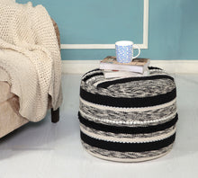 Load image into Gallery viewer, Cotton Ottoman - White / Black