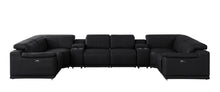 Load image into Gallery viewer, Leather Modular U Shaped 8 Piece Corner Sectional With Console - Black